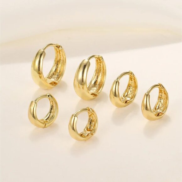 3Pairs Gold Hoop Earrings Set for Women Trendy Chunky Huggie Dainty Earring Jewe - Picture 6 of 8